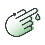 Finger with blood drop icon