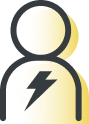 Person with lightning bolt on chest icon