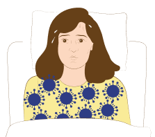 Woman unwell in bed