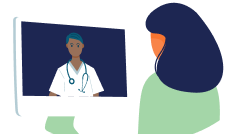 Woman using computer icon